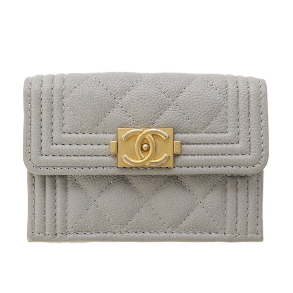 Chanel Boy Trifold Wallet Grey